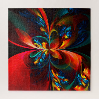 Quebra-cabeça Padrão Azul Laranja-Abstrato Floral Moderno #14