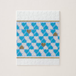 Quebra-cabeça Padrão bávaro azul e branco.