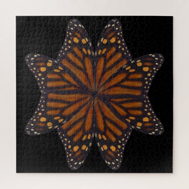 Quebra-cabeça Padrão Circular das Asas da Borboleta Monarch (Vertical)