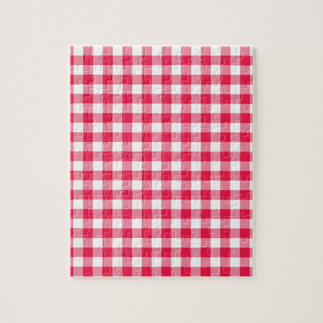 Quebra-cabeça Padrão Clássico do País Gingham Vermelho (Vertical)