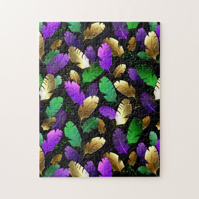 Quebra-cabeça Padrão contínuo com penas de Mardi Gras (Vertical)