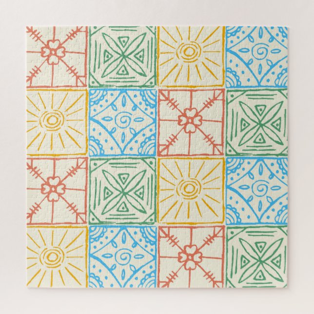 Quebra-cabeça Padrão contínuo de azulejo colorido estilo Amalfi (Vertical)