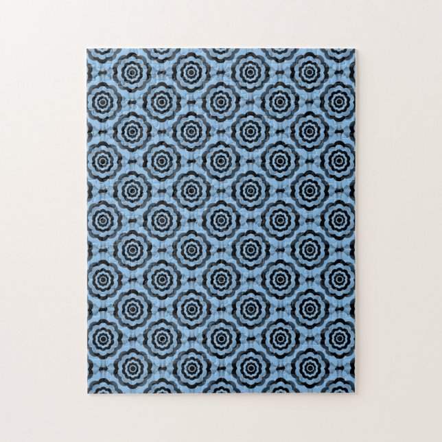 Quebra-cabeça Padrão contínuo de flor preto azul (Vertical)