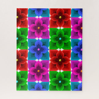 Quebra-cabeça Padrão contínuo de flores geométricas coloridas, o