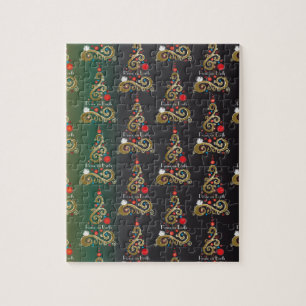 Quebra-cabeça Padrão da árvore de Natal de madre verde de Nata