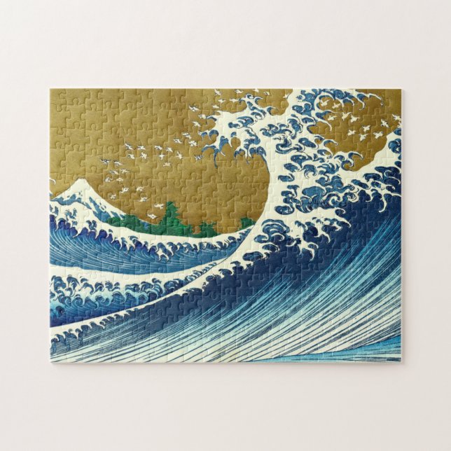 Quebra-cabeça Padrão da Grande Onda de Hokusai: Arte Japonesa Uk (Horizontal)