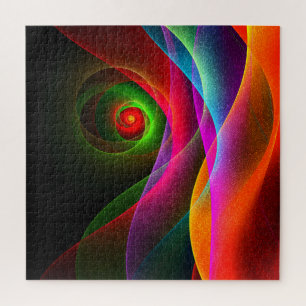 Quebra-cabeça Padrão de Abstrato de Arte Vermelho Verde Laranja 