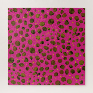 Quebra-cabeça Padrão de Aquarela com Pele de Chita Abstrato.
