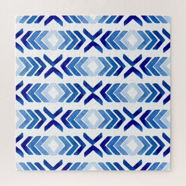 Quebra-cabeça Padrão de Aquarela das Setas Rhombus Azuis (Vertical)
