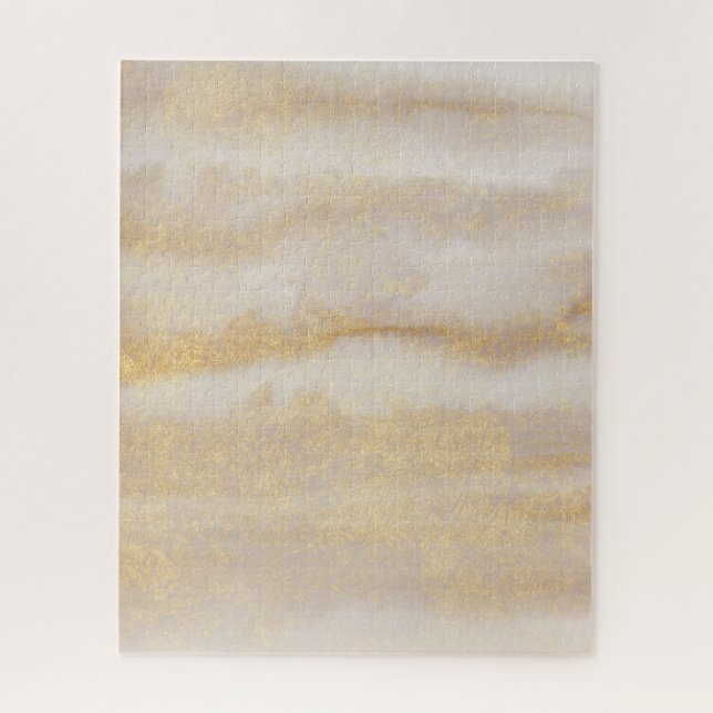 Quebra-cabeça Padrão de Aquarela Dourada Glitter Roxo (Vertical)