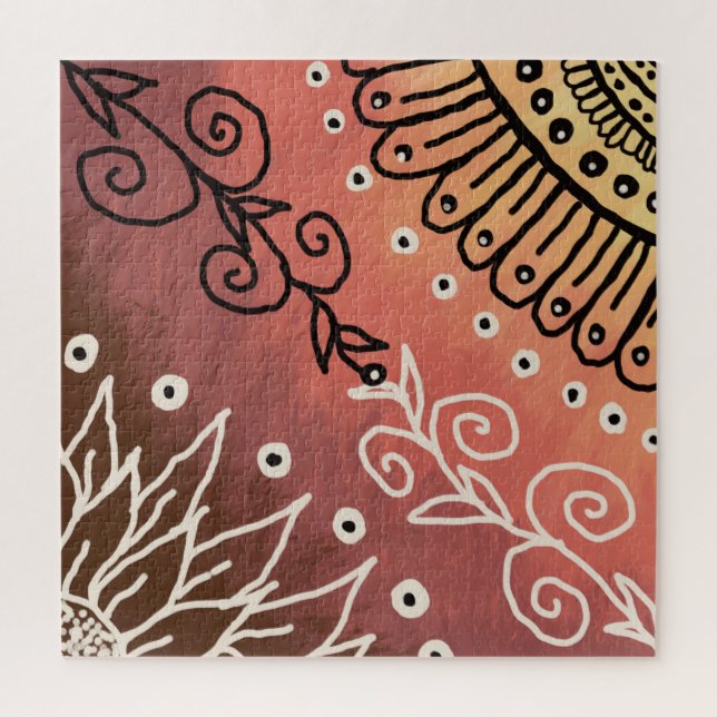 Quebra-cabeça Padrão de Arte Engraçado Vermelho (Vertical)