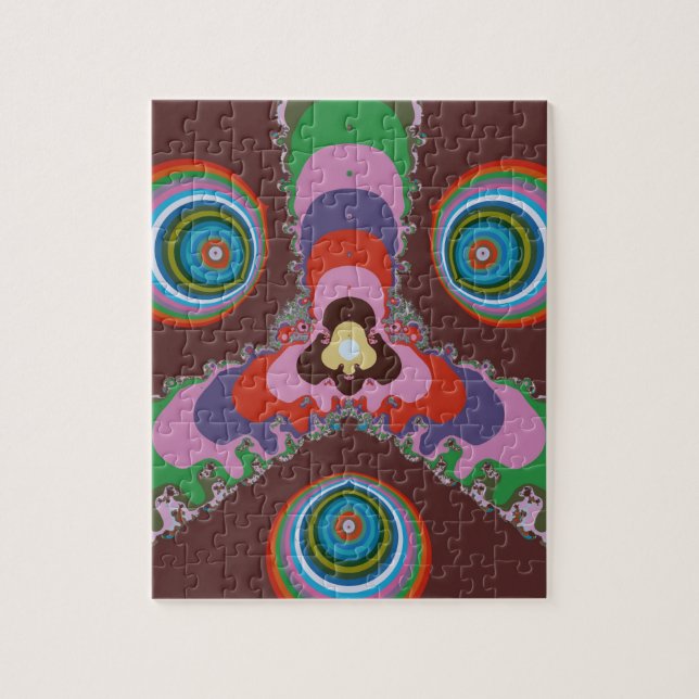 Quebra-cabeça Padrão de Arte Retro Psicodélico dos Anos 70 (Vertical)