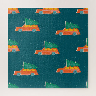 Quebra-cabeça Padrão de Árvore de Natal de Carro Retroativo