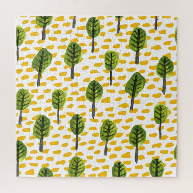 Quebra-cabeça Padrão de Árvore Preta Verde Ingênuo (Vertical)