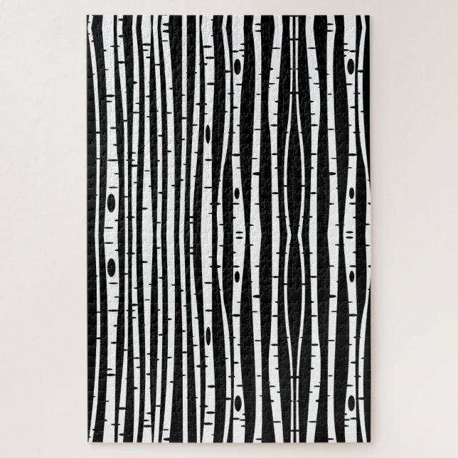 Quebra-cabeça Padrão de árvore preto e branco fofo (Vertical)