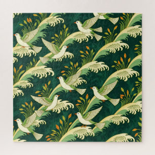 Quebra-cabeça Padrão de Ave Voadora Art Nouveau Elegante Naturez