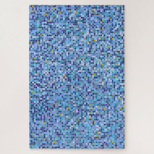 Quebra-cabeça Padrão de Azulejo de tons azuis mosaicos quadrado