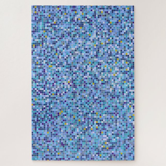 Quebra-cabeça Padrão de Azulejo de tons azuis mosaicos quadrados (Vertical)