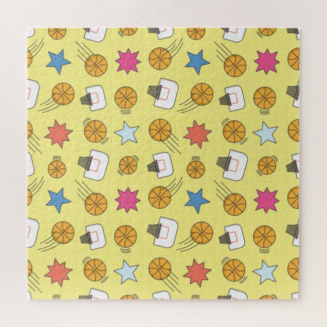 Quebra-cabeça Padrão de basquetebol divertido (Horizontal)