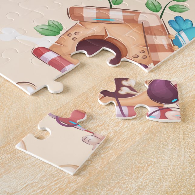 Quebra-cabeça Padrão de Cachorro Adorável (Lateral)