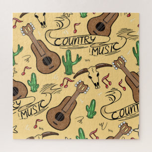 Quebra-cabeça Padrão de Cactus de Violão de Country Music