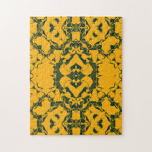Padrão de caleidoscópio em renda verde e dourado
