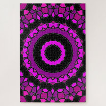 Padrão de Caleidoscópio Púrpura, Rosa e Preto