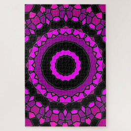 Quebra-cabeça Padrão de Caleidoscópio Púrpura, Rosa e Preto