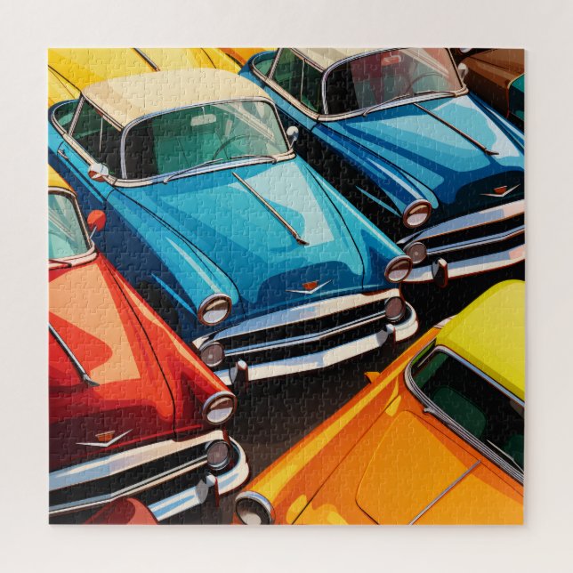Quebra-cabeça Padrão de Carros Clássicos (Vertical)