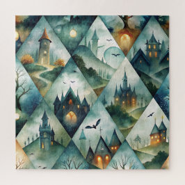 Quebra-cabeça Padrão de Castelo de Halloween Gótico