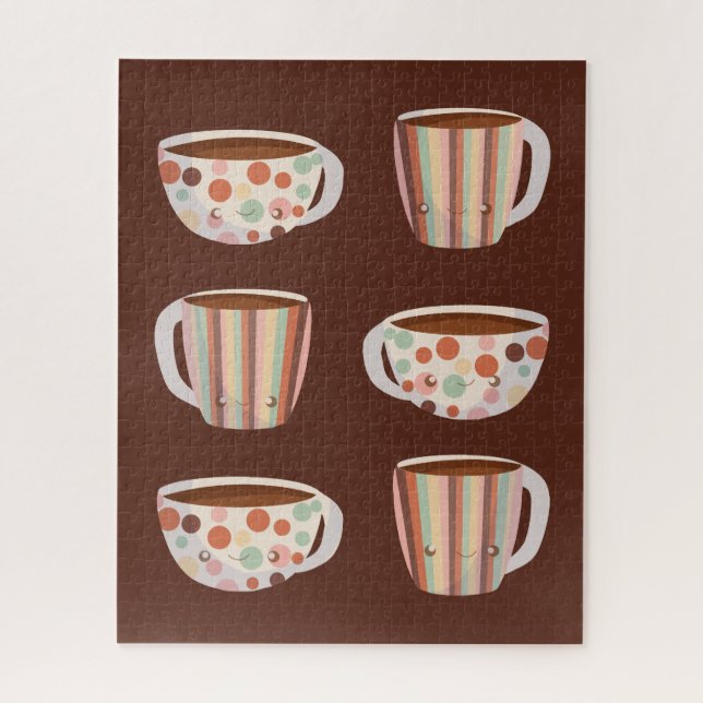 Quebra-cabeça Padrão de Círculo Quente em Xícaras de Café (Vertical)