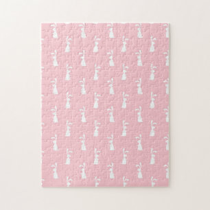 Quebra-cabeça Padrão de Coelho de Cor Pastel Fundo Rosa Pet