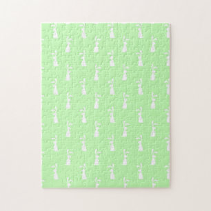 Quebra-cabeça Padrão de Coelho em Cores Pastel Fundo de Hortelã 