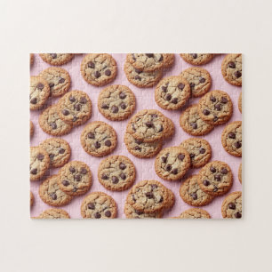 Quebra-cabeça Padrão de Cookies Chip de Chocolate a Rosa