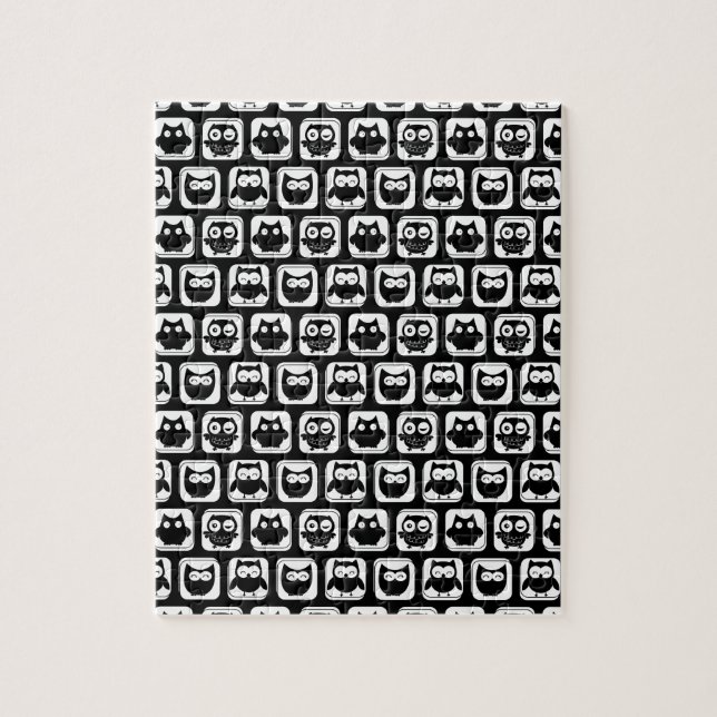 Quebra-cabeça Padrão de coruja em preto e branco (Vertical)