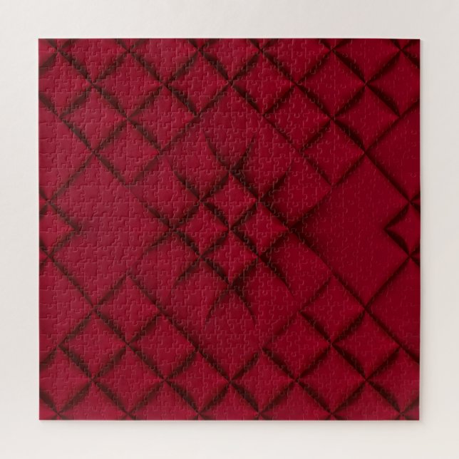 Quebra-cabeça Padrão de Couro Matelassê Vermelho Intenso (Vertical)