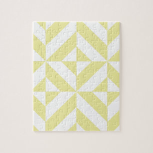 Quebra-cabeça Padrão de Cubo Geométrico Deco Amarelo Pálido