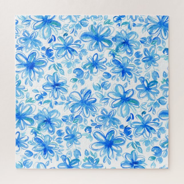 Quebra-cabeça Padrão De Cuta De Chintz Floral De Aquarela (Vertical)