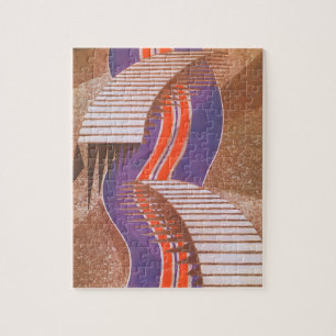 Quebra-cabeça Padrão de Degrau de Escada Pochoir de Jazz Art Déc