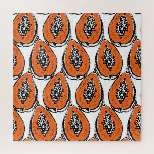 Quebra-cabeça Padrão De Desenho De Carvão Vintage Papaya.