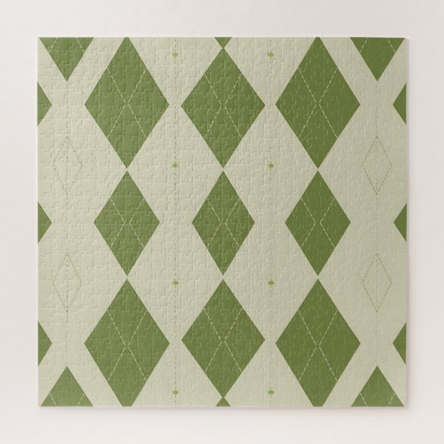 Quebra-cabeça Padrão de Diamante Argyle Verde Oliva (Vertical)