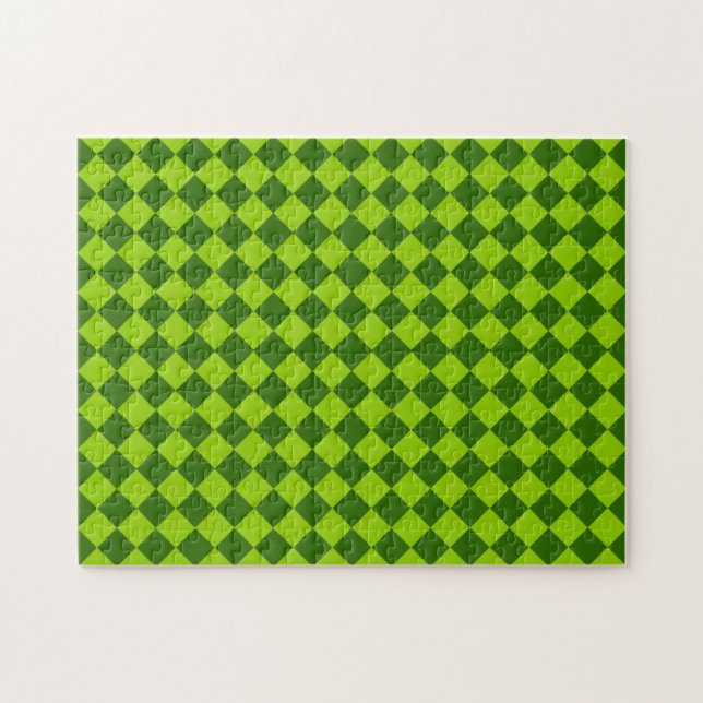 Quebra-cabeça Padrão de Diamante de Combinação Verde por STaylor (Horizontal)