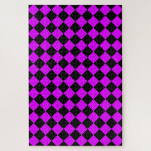 Quebra-cabeça Padrão de Diamante do Verificador Preto Roxo