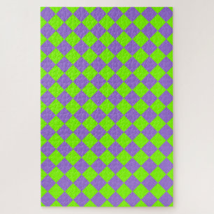 Quebra-cabeça Padrão de Diamante do Verificador Verde Roxo