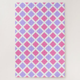 Quebra-cabeça Padrão de Diamante Xadrez Rosa Roxo