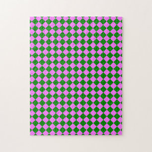Quebra-cabeça Padrão de Diamante Xadrez Verde Rosa