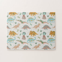Quebra-cabeça Padrão de Dinossauros Desenhado à Mão Boho para Cr