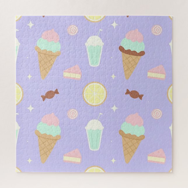 Quebra-cabeça Padrão de Doces Sorvete Kawaii (Vertical)