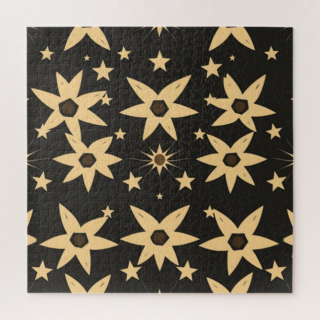 Quebra-cabeça Padrão de Estrela Dourada no Céu Noturno Celestial (Vertical)