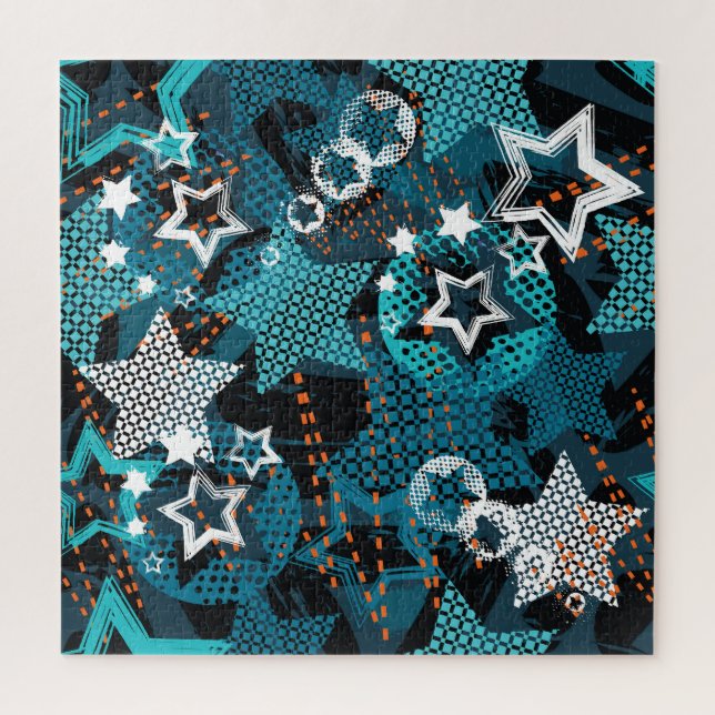 Quebra-cabeça Padrão de estrela Grunge, design infantis brincalh (Vertical)